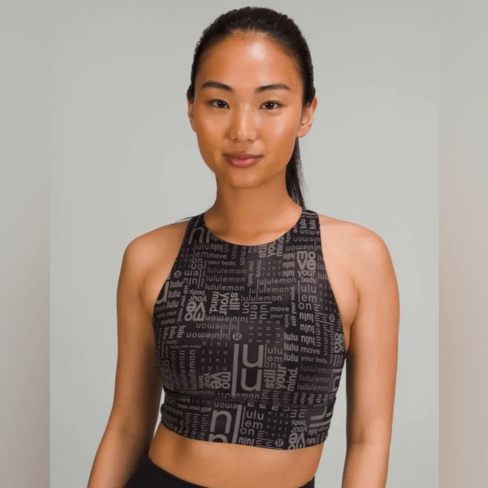 Lululemon Energy High-Neck Longline Bra -Ombre Black Multi - Picture 4 of 7